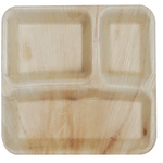 Areca Disposable Green Solutions Square Plates  9 In  3 Division