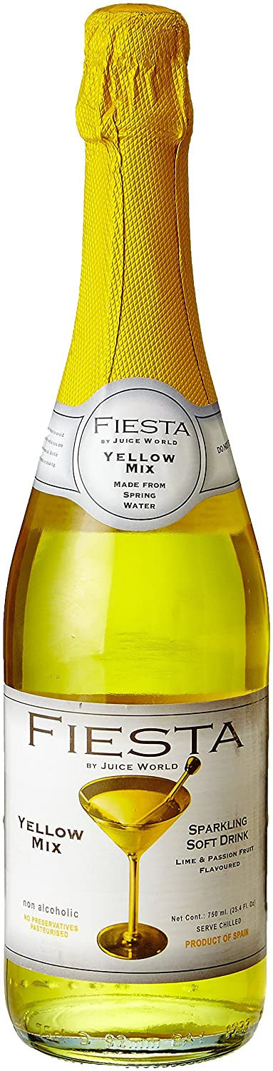 Fiesta Sparkling Soft Drink Yellow Mix Lime & Passion Fruit Flavored 750ml