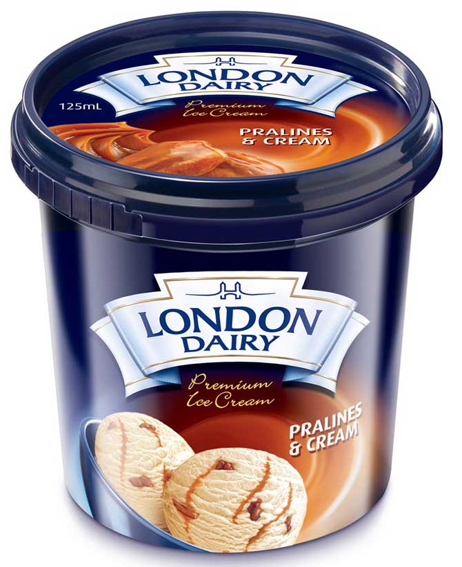 London Dairy Premium Ice Cream Pralines - Cream 125ml