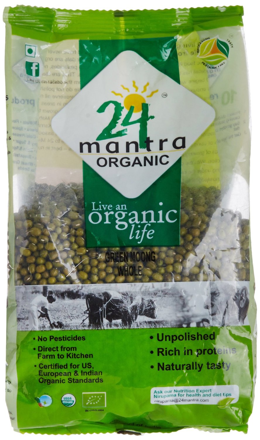 24 MANTRA ORGANIC GREEN MOONG DAL WHOLE 500GM