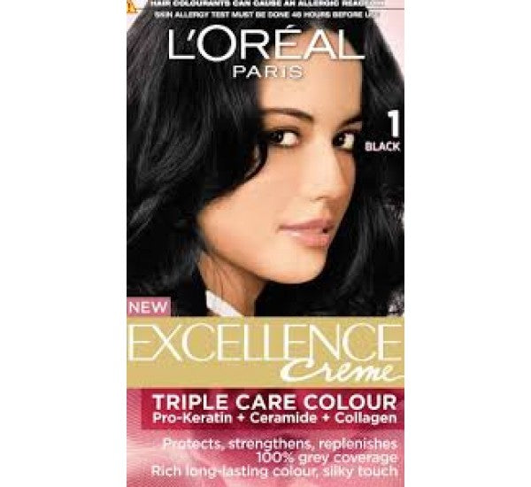 Loreal Excellence Creme 1 Black 72ml +100gm