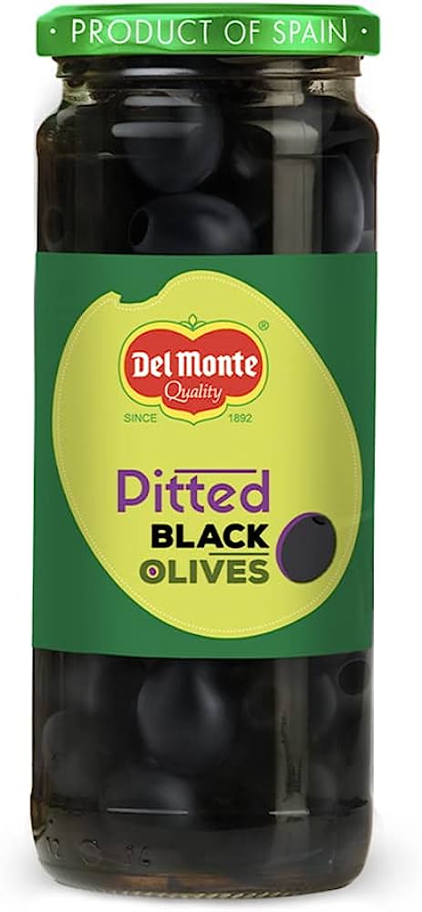 DEL MONTE PITTED BLACK OLIVES 450GM