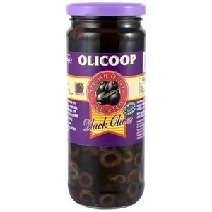 OLICOOP PITTED BLACK OLIVES 450GM