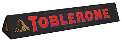 TOBLERONE SWISS DARK CHOCOLATE WITH HONEY & ALMONT NOUGAT 100GM IMP