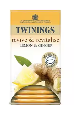 TWININGS REVITALISING LEMON & GINGER 20 TEA BAGS