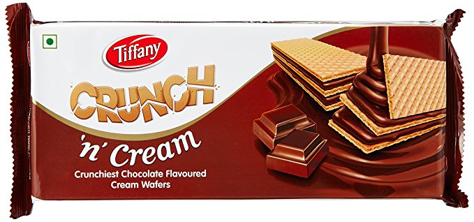 TIFFANY CRUNCH N CREAM CRUNCHIEST CHOCOLATE FLAVOURED CREAM WAFERS 75G