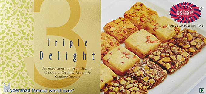 karachi Bakery Triple Delight Fruit Chocolate & Cashew Biscuits 600gm