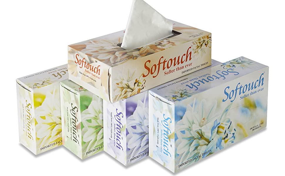 Softouch Imported Facial Tissues 100 Pulls-2 Ply 200 Sheets