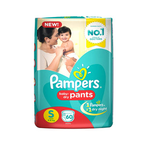 PAMPERS BABY DRY PANTS SMALL 60 PANTS