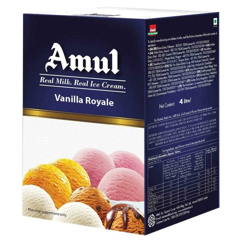 AMUL VANILLA ICE CREAM 4 LTR