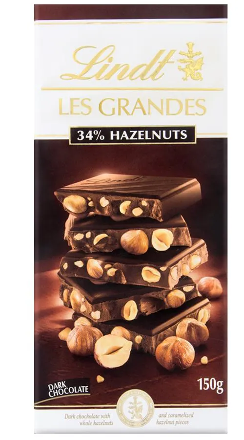 Lindt les grands 34% hazelnuts 150gm