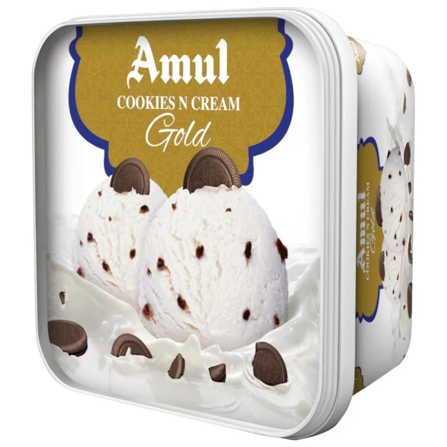 AMUL ICECREAM COOKIES N CREAM GOLD 1 LTR TUB