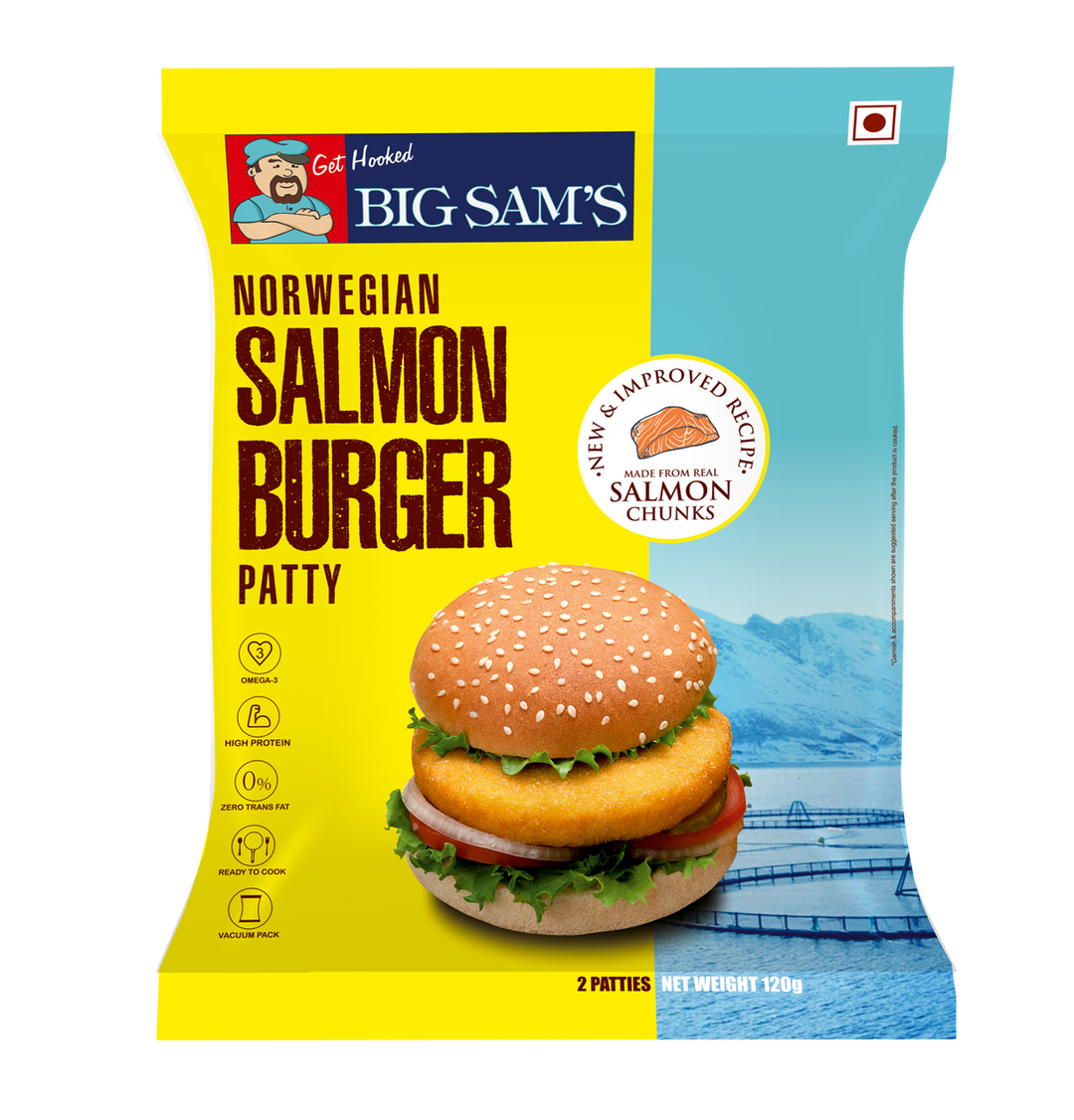 BIG SAMS NOR WEGIAN SALMON BURGER PATTY 120GM