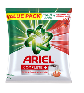 ARIEL COMLETE SEMI AUTO & HAND WASH 4kg (Buy 1 Get 1 Free)