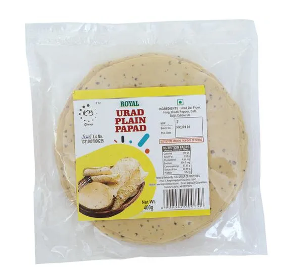 Royal Urad Plain papad 400gm