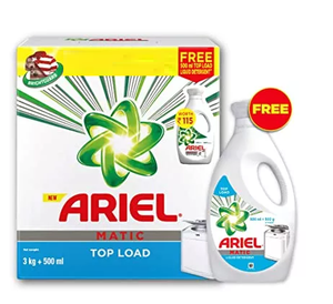 ARIEL MATIC TOP LOAD 3KG+500ML LIQUID FREE