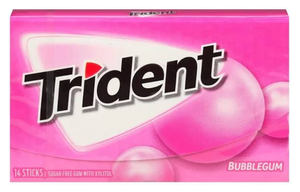 TRIDENT BUBBLEGUM  14STICKS SUGAR FREE GUM WITH XYLITOL