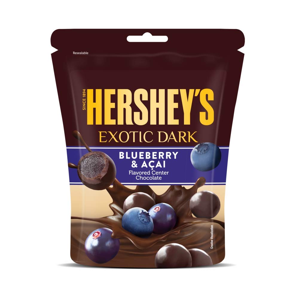 HERSHEYS EXOTIC DARK BLUEBERRY & ACAI  FLAVORED CENTER CHOCOLATE 33.3GM