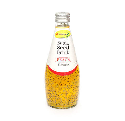 Vee Fresh Basil Seed Drink with Peach Flavour 290ml