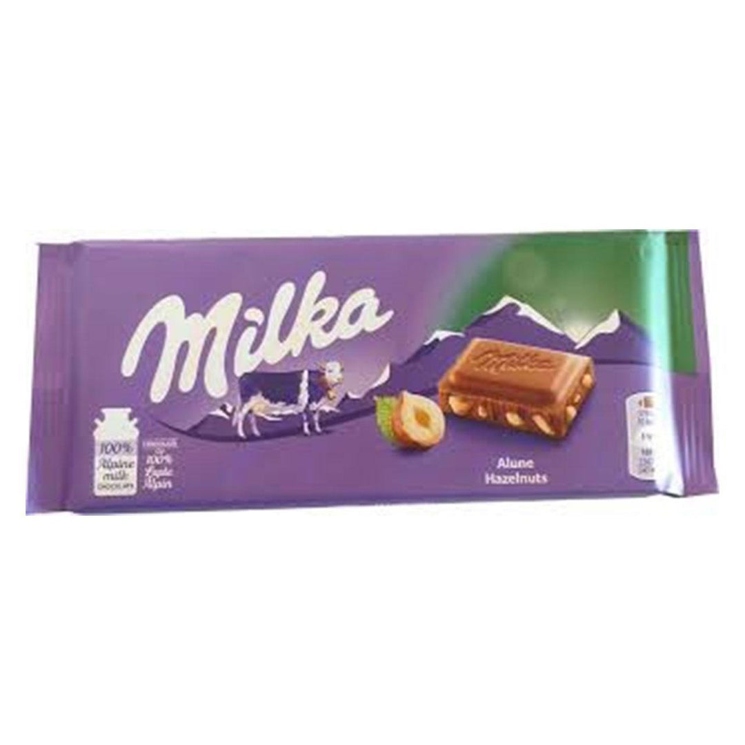 Milka Alune Hazelnuts Chocolate 100 gm