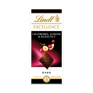 Lindt Excellence Cranberry Almond &Hazelnut dark 100gm