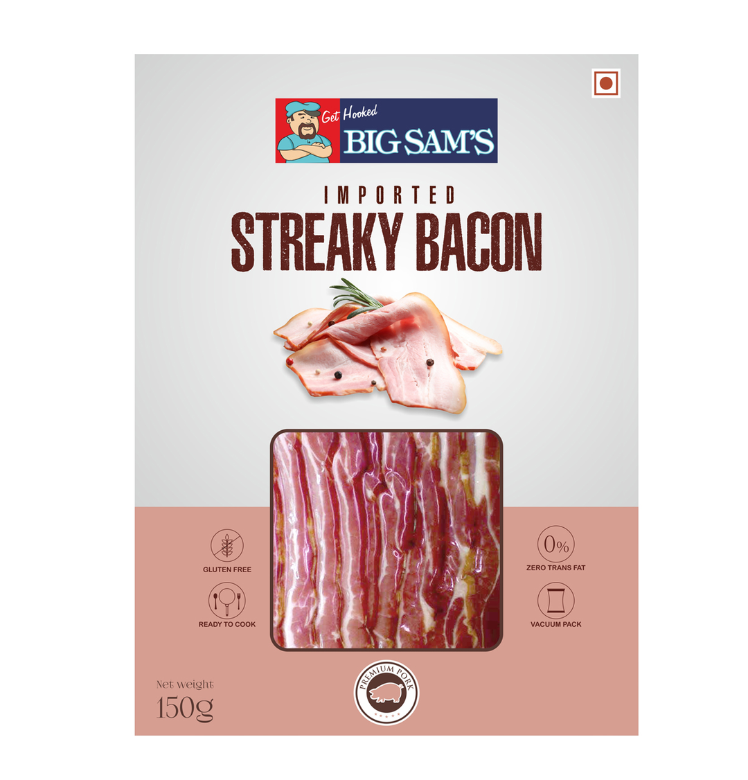 BIG SAMS-PORK STREAKY BACON 150G