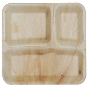 Areca Disposable Green Solutions Square Plates  9 In  3 Division