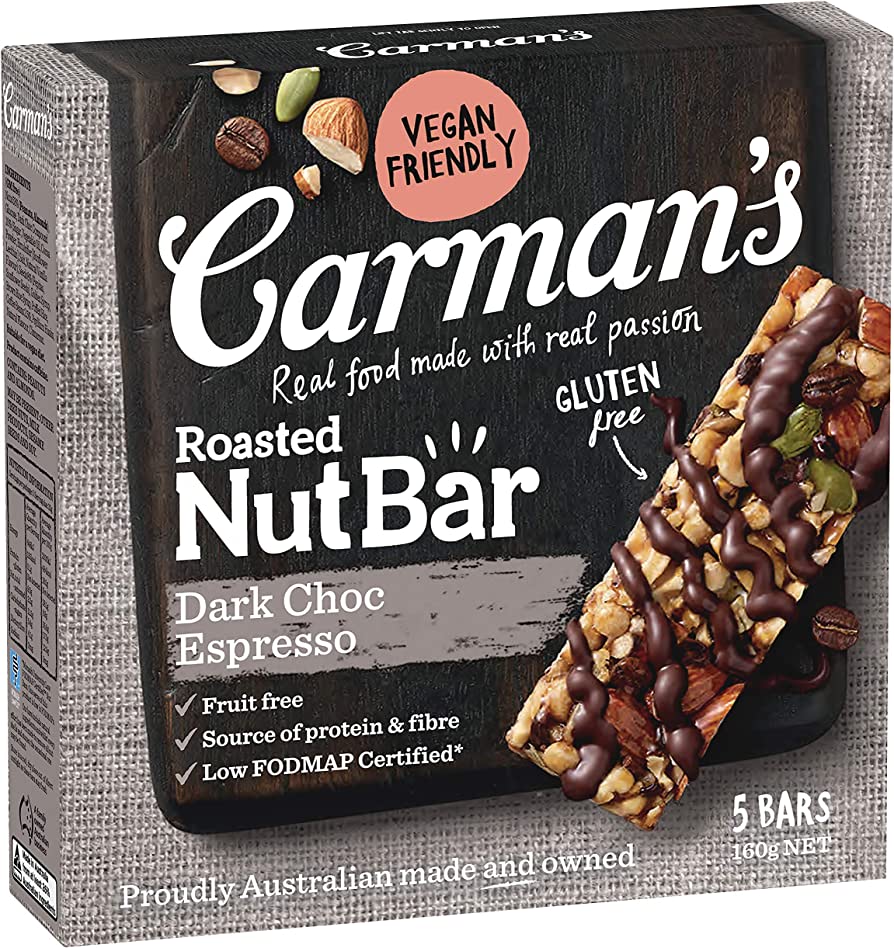 Carmans Roasted Nut Bar Dark Choc Espresso 160 gm