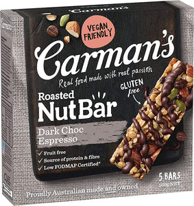 Carmans Roasted Nut Bar Dark Choc Espresso 160 gm