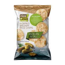 Rice up popped brown Pickles & Dill Rice Chips 60 gm