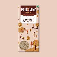 Paul And Mike 64% Dark Vegan Chocolate with Bourbon Whiskey 68 gm.