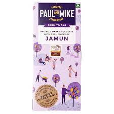 Paul And Mike 64% Vegan Dark Chocolate with Jamun 68gm.