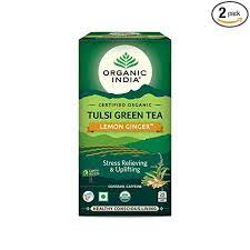 Organic India Tulsi Green Tea Lemon Ginger 100gm