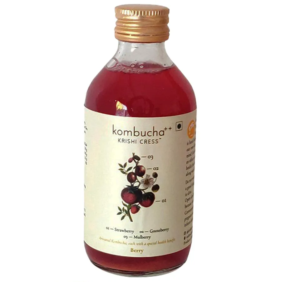 KRISHI CRESS Kombucha Berry Strawberry Mulberry & Gooseberry 200ml