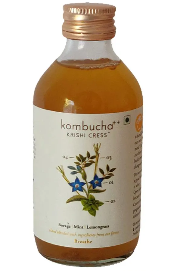 KRISHI CRESS  Breathe Kombucha Borage Japanese Mint Lemongrass 200ml
