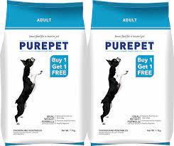 Purepet Chicken & Veg Adult Dog Food 1.1kg (Buy 1 Get 1 Free)