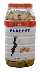 Purepet Chicken Flavour Real Chicken BiscuitDog Treats- Jar 905g