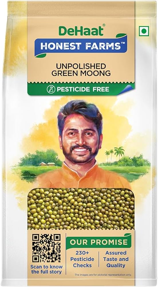 Dehaat Honest Farms Unpolished Green Moong 1Kg