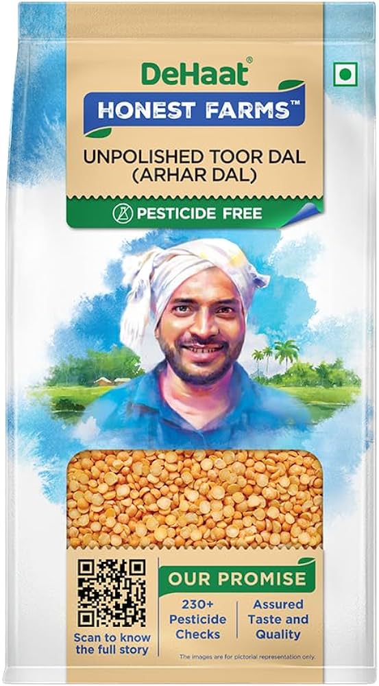 Dehaat Honest Farms Unpolished Toor Dal (Arhar Dal) 1Kg