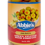 ABBIES OLIVES GREEN STUFFED WITH PIMIENTO 450GM