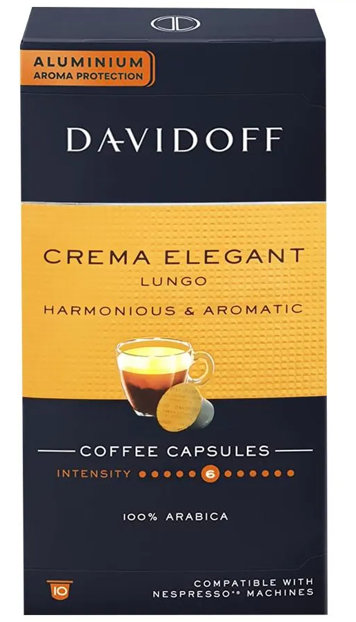 Davidooff Crema Elegant Harmonious & Aromatic Lungo Coffee Capsules 55 gm