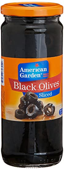 AMERICAN GARDEN BLACK OLIVES SLICED 450GM