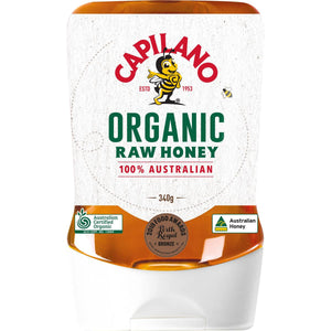 Capilano organic raw honey 100% australian 340 g