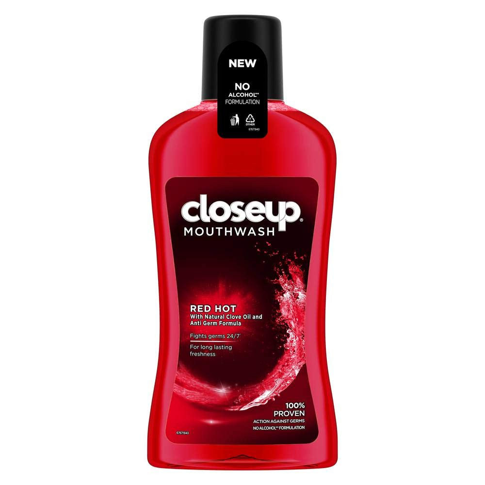 Closeup Mouthwash Red Hot With Natural Clove Oil And Anti Germ Formula.500ml