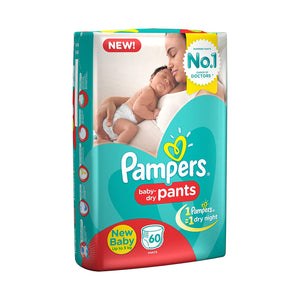 PAMPERS BABY DRY-PANTS NEW BABY UPTO 5KG 60 PANTS