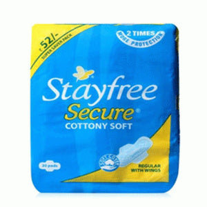 STAYFREE SECURE COTTON SOFT 20 PAD REGULAR WITH WINGES